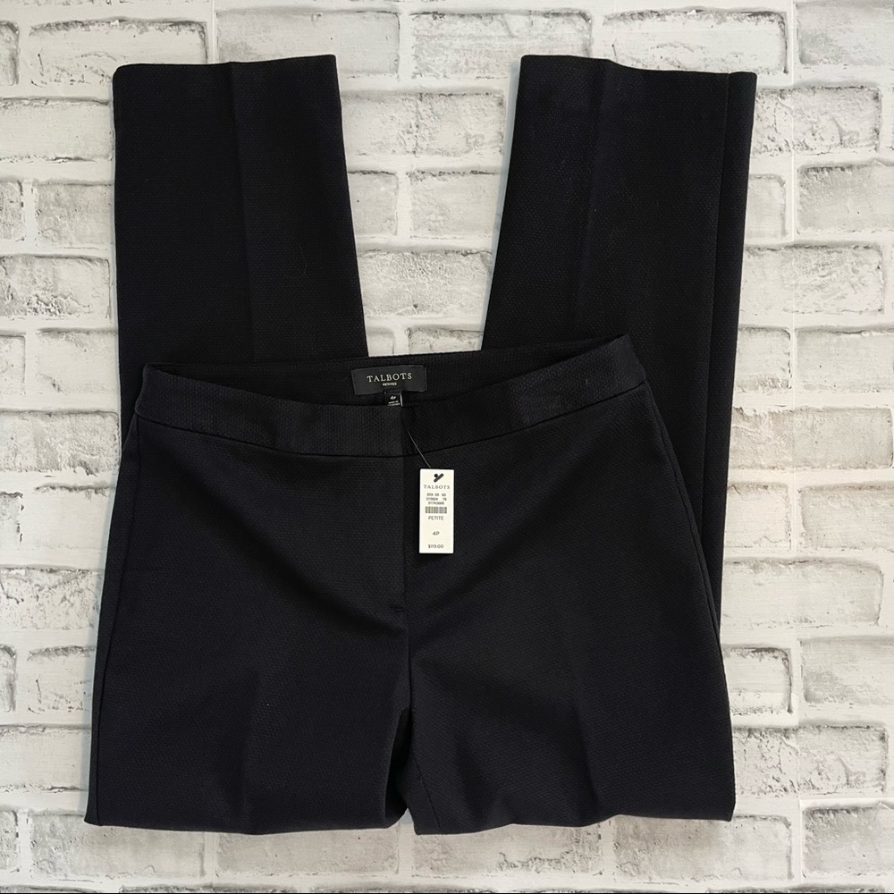 TALBOTS Black Dress Slacks Pants 4 PETITE NWT $119 Retail  #BB125